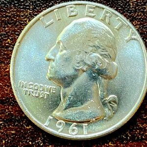 90% Silver 1961 Washington Quarter a very fine coin.